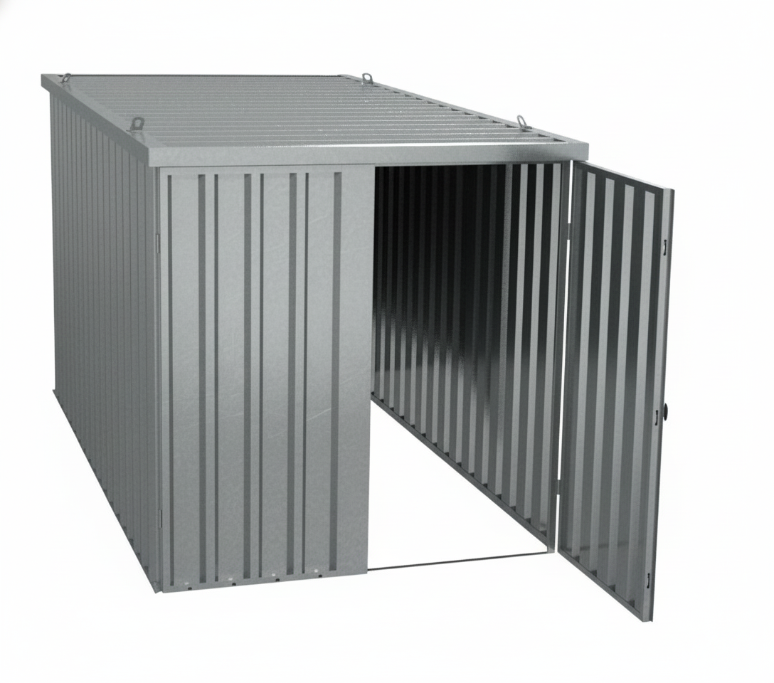 Schnellbauunterstand QBS L - 4m x 2m Tür Stirnwand