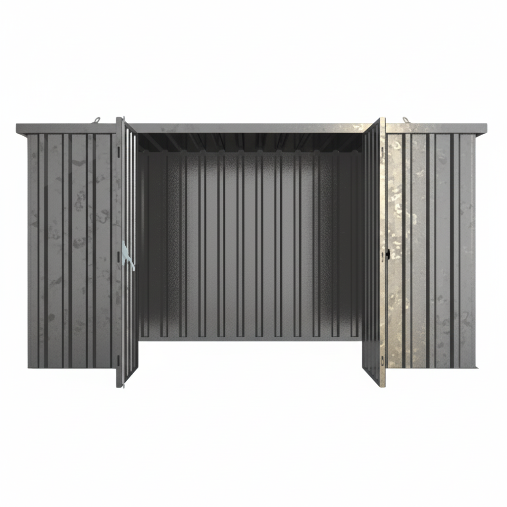 Schnellbauunterstand QBS L - 4m x 2m Tür Längswand