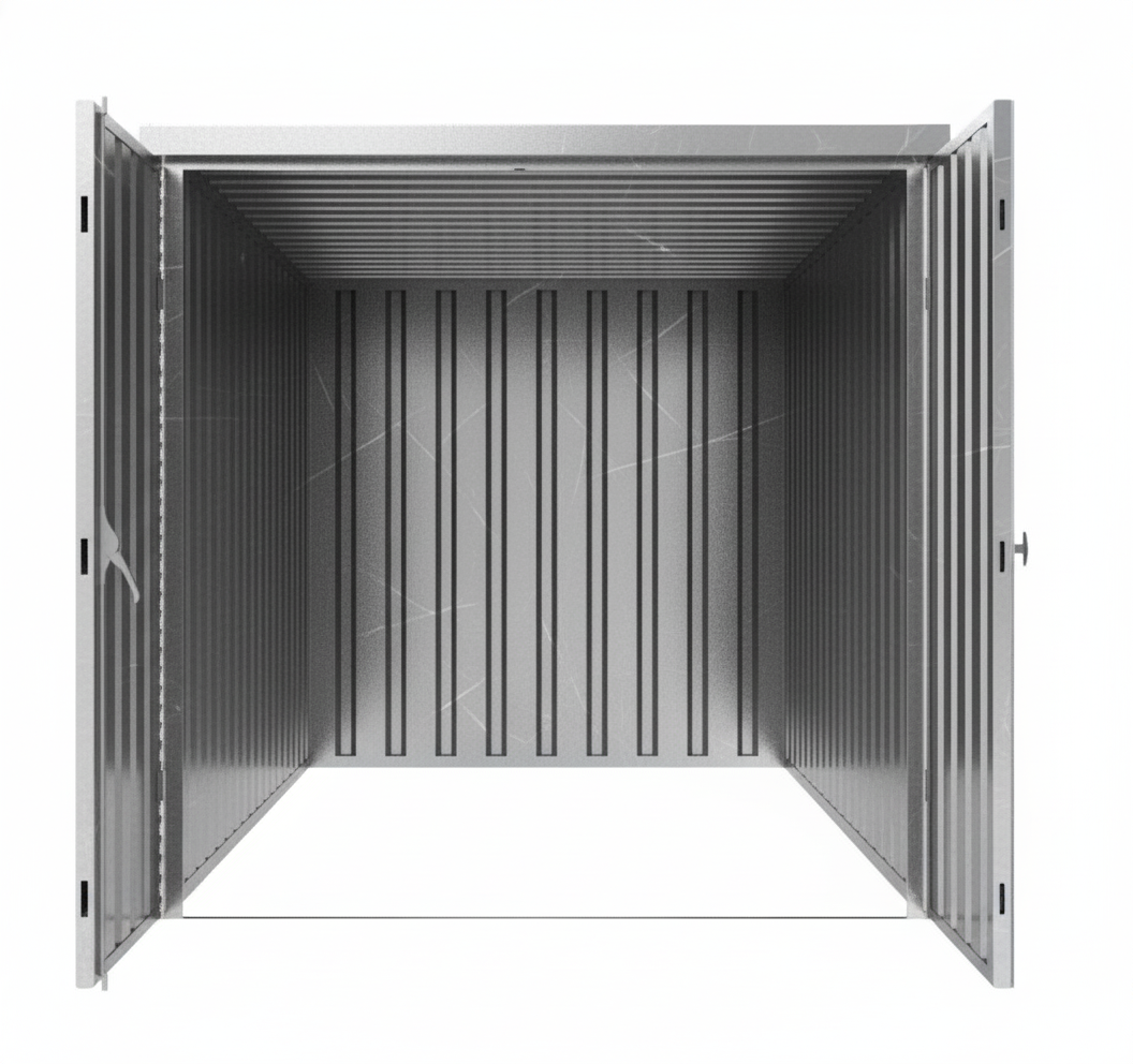 Schnellbauunterstand QBS L - 4m x 2m Tür Stirnwand