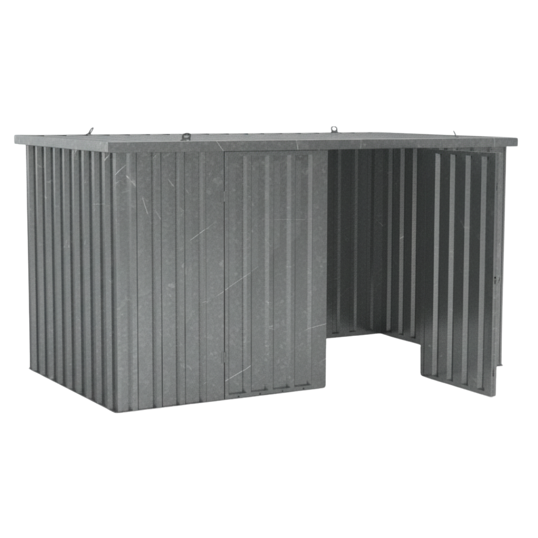 Schnellbauunterstand QBS L - 4m x 2m Tür Längswand